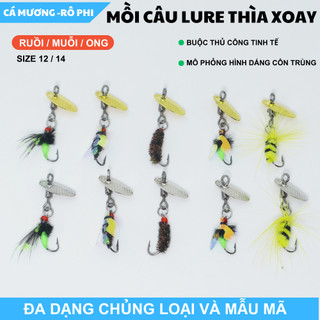 Mồi bọ các loại gắn thìa xoay chuyên câu lure cá mương hoa ,mương mỏ nhọn, rô phi,cá thiểu ,cá ngão,...