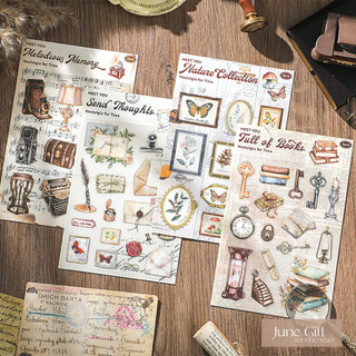 Set 2 tấm sticker Time Nostalgia trang trí sổ