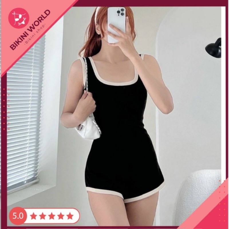 Bikini đồ bơi đi biển 1 mảnh viền trắng quần đùi 3 lổ BKN052 Bikini World | BigBuy360 - bigbuy360.vn
