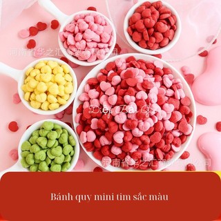 Bánh quy Tim Mini trang trí bánh, đồ uống nhiều màu