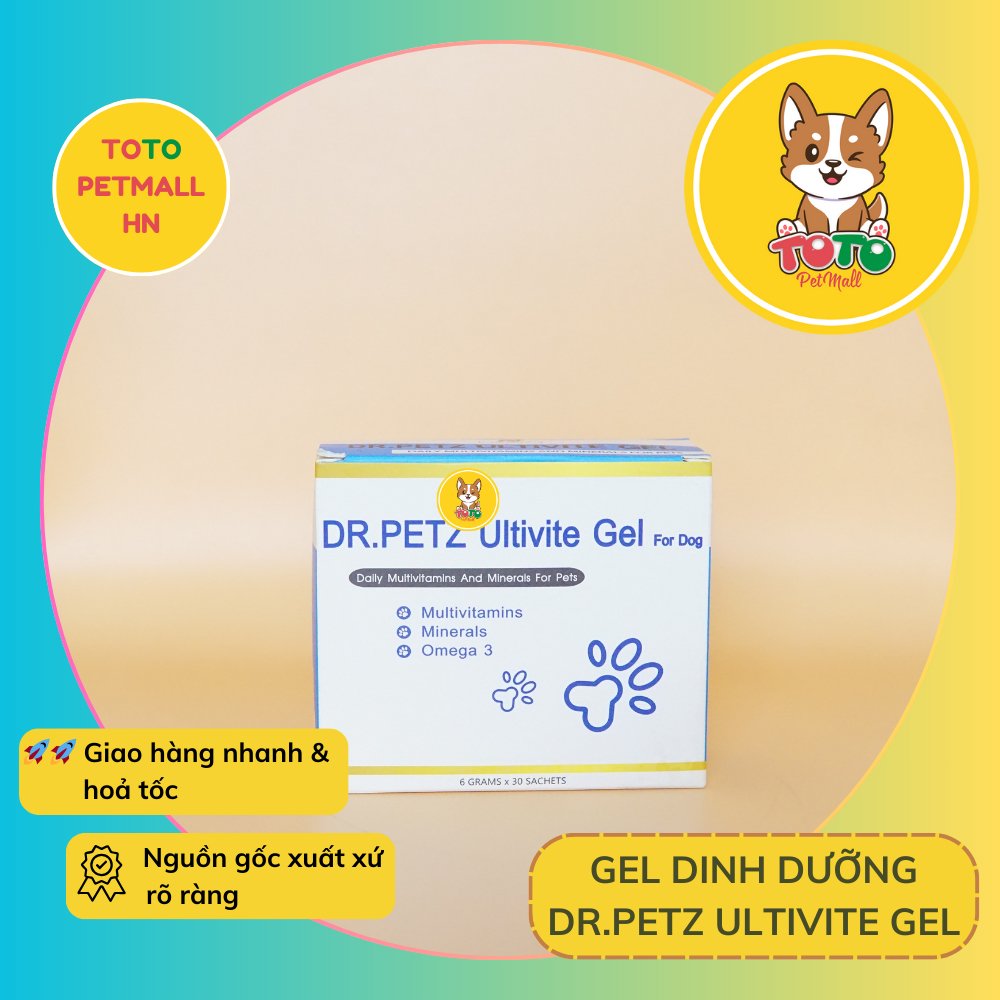 (1 Gói) Dr.Petz ULTIVITE GEL FOR DOG bổ sung hỗn hợp vitamin, chất béo, Omega 3 và khoáng cho thú cưng