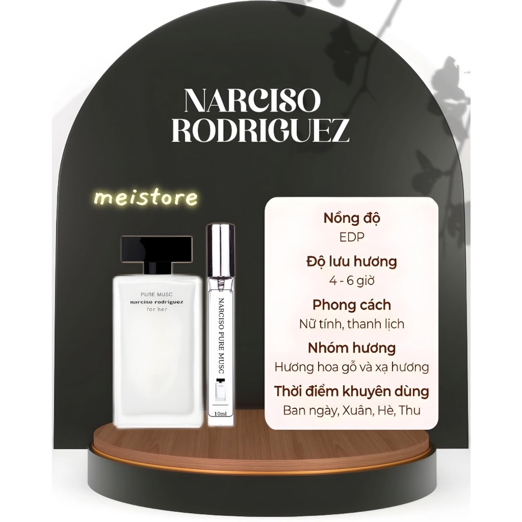 Nước Hoa Nữ Narciso Trắng Hương Phấn Narciso Rodriguez ᴘᴜʀᴇ ᴍᴜsᴄ Ribicosmetics - MeiStore