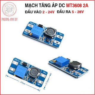 Mạch tăng áp mini mt3608 2a dc vào 2-24v điều chỉnh ra 5-28v , module boost dc