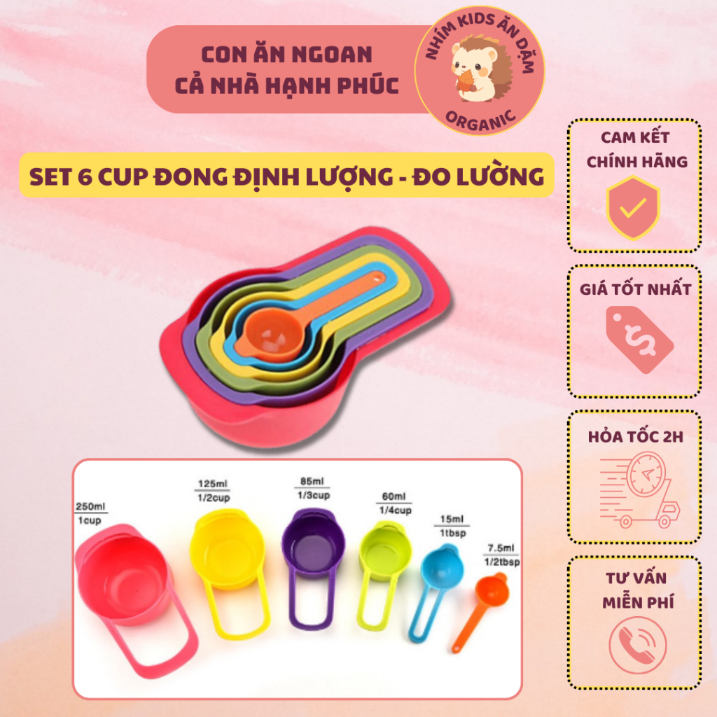 Bộ 6 Cup Đong Định Lượng Nhà Bếp Tiện Lợi