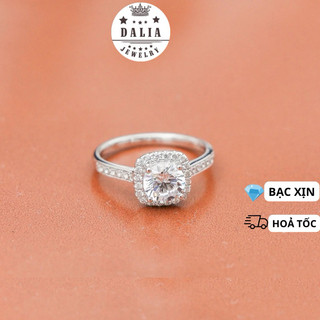 Nhẫn bạc nữ chuẩn 925 DaLiA Jewelry nhẫn bạc đính đá vuông to đẹp