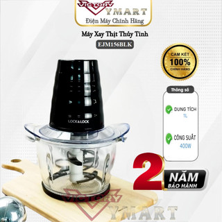 Máy xay thịt cối thủy tinh lock&lock meat chopper ejm156blk 1 lít, 4 lưỡi dao - bảo hành 2 năm