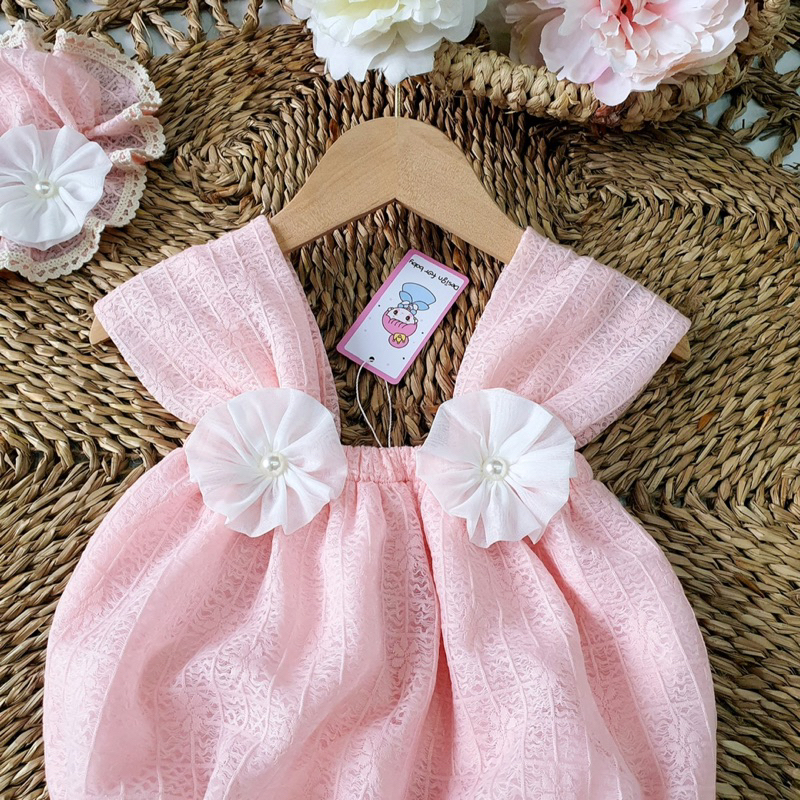 Body 2 Dây Hoa Cuộn Thủ Công Bé Gái 3 Đến 12kg, Bodysuit Chất Ren Nhật Cao Cấp Mềm Mát