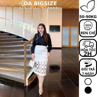Dabigsize - Chân Váy Công Sở , Chân Váy Nữ Bigsize Chất Ren Sợi Cao Cấp Che Khuyết Điểm Dành Cho Người Mập 50-90kg