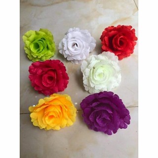 Đầu bông hồng lụa size 9cm trang trí hộp quà. sự kiện hoa giả trang trí