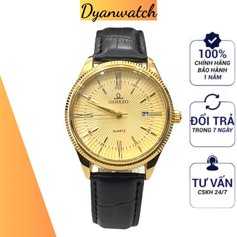 Đồng hồ nam Dyanwatch dây da sang trọng mặt tròn cổ điển rẻ đẹp máy nhật siêu mỏng đồng hồ đeo tay rẻ đẹp