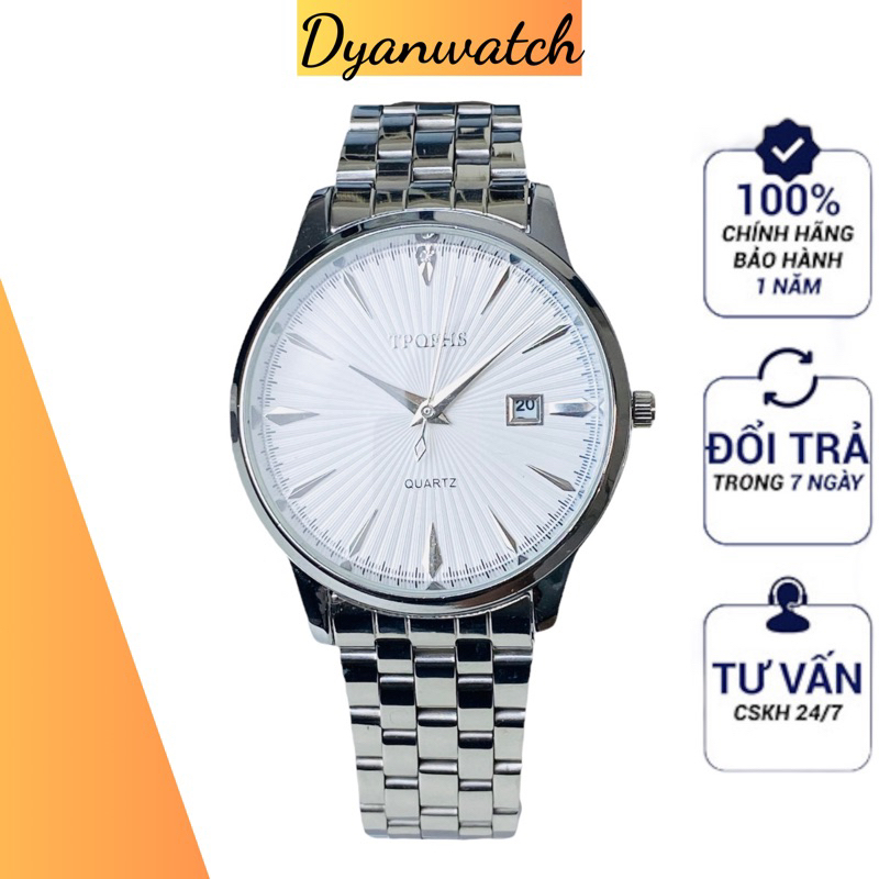 Đồng hồ nam dyanwatch dây kim loại mặt tròn rẻ đẹp máy nhật siêu mỏng đồng hồ đeo tay rẻ đẹp cao cấp kèm hộp