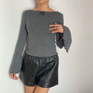 Bow Top - Áo len tăm mỏng dài tay cổ thuyền CieL
