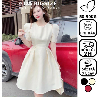 DA BIGSIZE - Đầm Bigsize Nữ , Váy Dự Tiệc Kiểu Hở Vai Chất Phi Hàn Cao Cấp Che Khuyết Điểm Dành Cho Người Mập 50-90kg