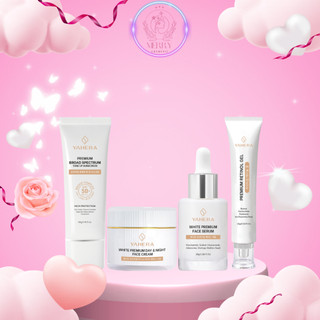 Bộ 4 giảm mụn, dưỡng trắng và chống nắng YAHERA Gồm gel chấm mụn 15g, serum dưỡng 30g, kem dưỡng 20g và chống nắng 50g