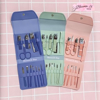 Set Bấm Móng Tay Nhiều Món Bloomin2k Đa Năng Bao Da Cực Xinh, Chăm Sóc Tay Chân, Tai, Chất Liệu Thép Không Gỉ Cao Cấp