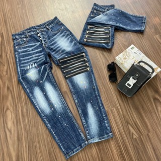 Quần Jeans Nam DSQUAIED2 Cao Cấp Rách Hoạ Tiết 4 Sọc Khoá Phối Màu Sang Chảnh, DSQ 4 KHÓA ĐÙI HOT TREND 2023