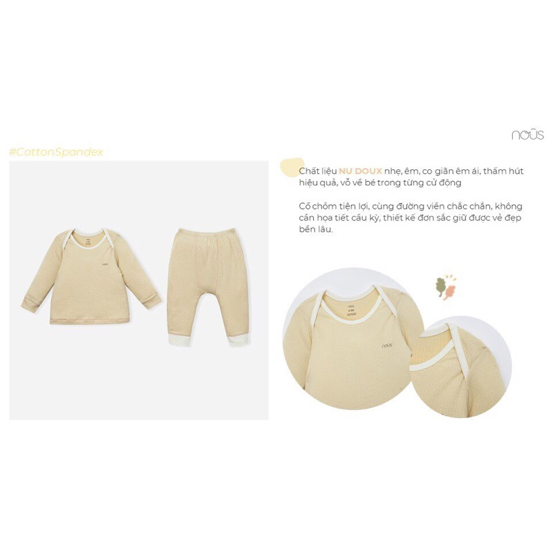 NOUS SALE -  Bộ dài tay cài vai nous petit cbo bé 9m đến 24m