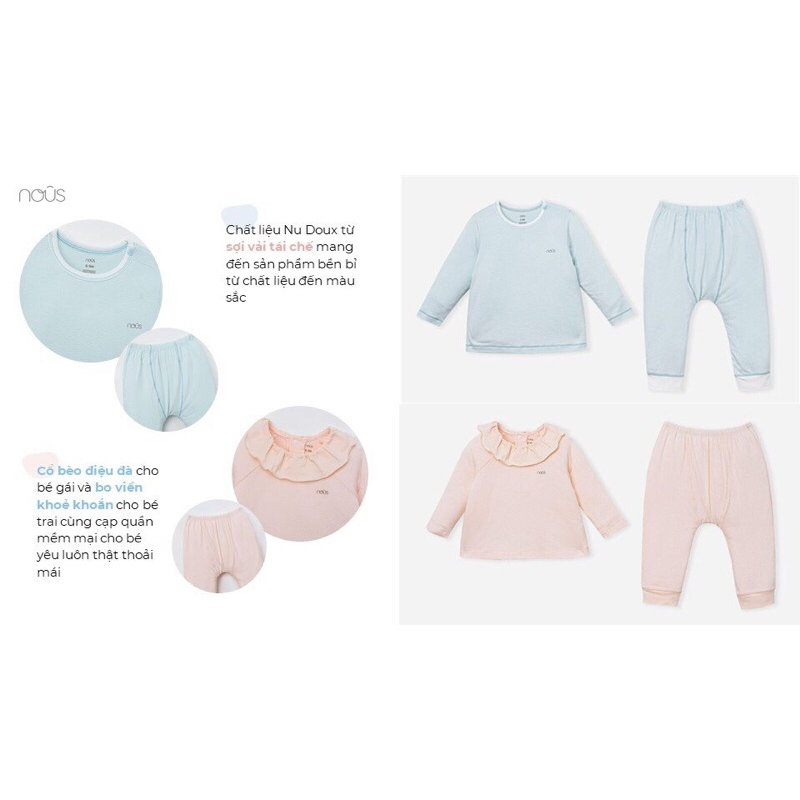 NOUS SALE -  Bộ dài tay cài vai nous petit cbo bé 9m đến 24m