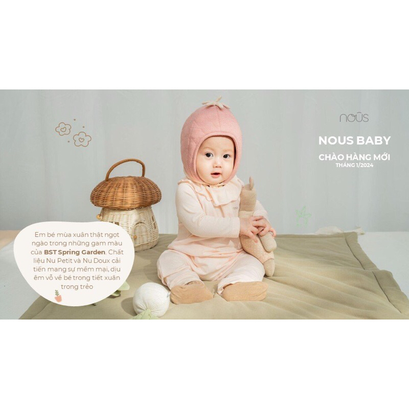 NOUS SALE -  Bộ dài tay cài vai nous petit cbo bé 9m đến 24m