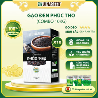 Combo 10kg Gạo lứt đen Phúc Thọ Vinaseed 1kg - Gạo tím than dẻo dành cho người giảm cân, thực dưỡng, ăn kiêng