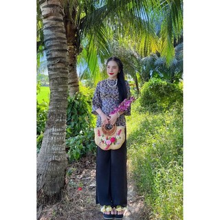 ( BIG SIZE 60-70KG) SET BÀ BA LỤA TẰM , ĐÍNH NGỌC , TAY LỠ