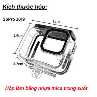 Hộp chống nước Gopro 12/11/10 bằng nhựa trong suốt chống nước độ sâu 45m