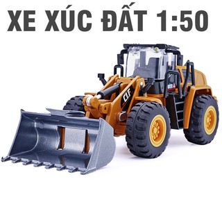 Xe xúc và ủi đất bằng kim loại tỉ lệ 1:50 đồ chơi trẻ em
