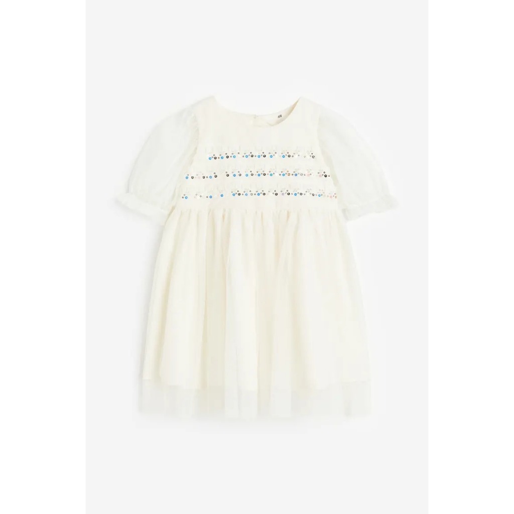 Váy xòe trắng sequin HM H&M_hàng chính hãng authentic