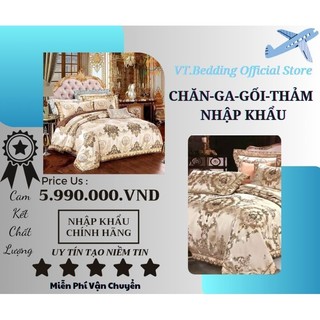 Combo 5 món chăn-ga-gối gấm lụa hoàng gia cao cấp nhập khẩu chĩnh hãng