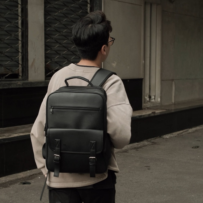 Balo da 2 ngăn laptop thời trang CLOVERHOME chất liệu da PU cao cấp có ngăn laptop riêng