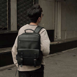 Balo da 2 ngăn laptop thời trang CLOVERHOME chất liệu da PU cao cấp có ngăn laptop riêng