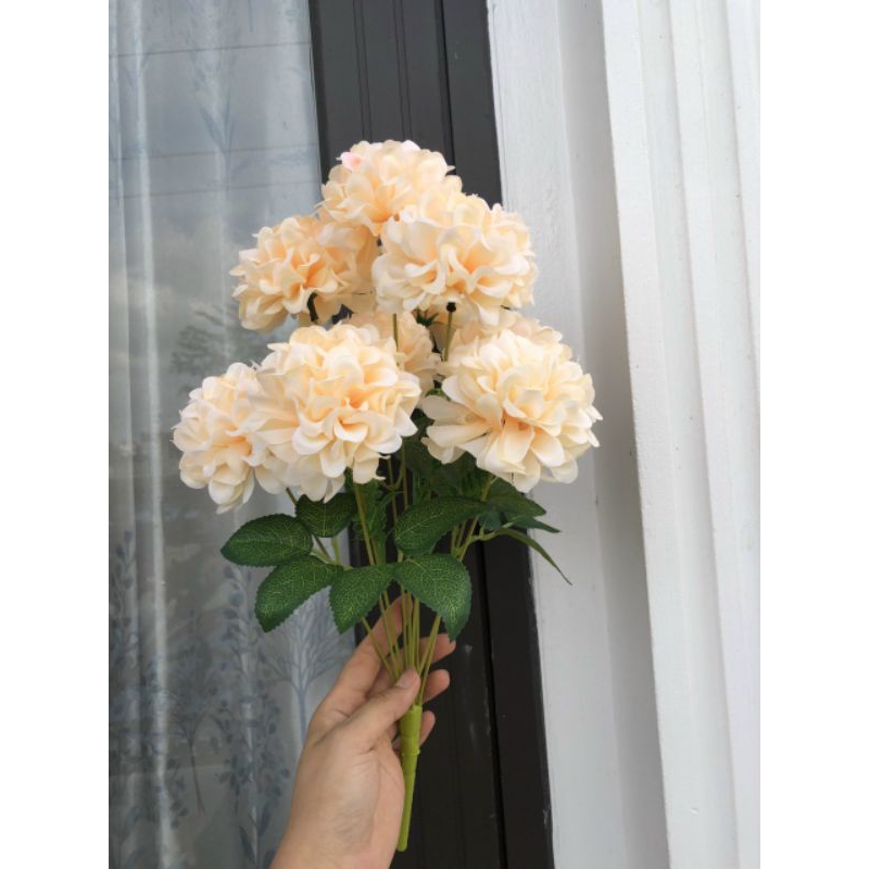 Cụm Hoa Tú Cầu 9 bông to size 8cm_ hoa lụa trang trí