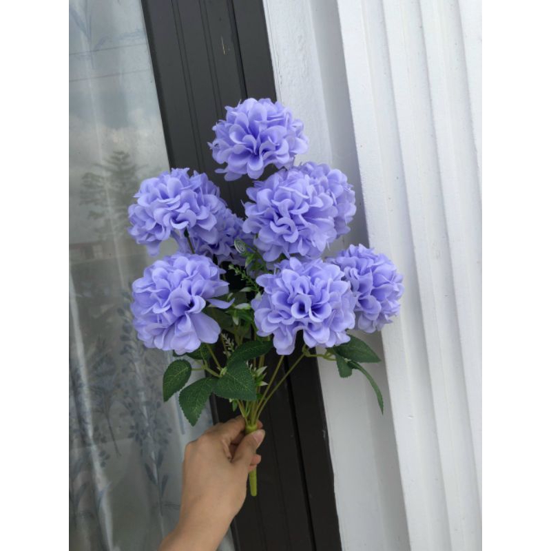 Cụm Hoa Tú Cầu 9 bông to size 8cm_ hoa lụa trang trí