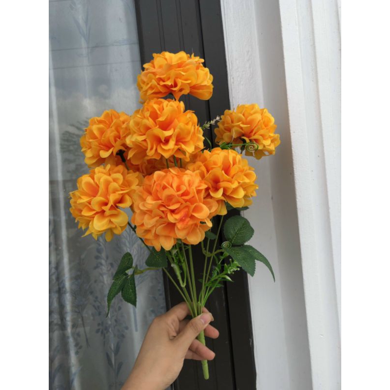 Cụm Hoa Tú Cầu 9 bông to size 8cm_ hoa lụa trang trí