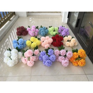 Cụm Hoa Tú Cầu 9 bông to size 8cm_ hoa lụa trang trí
