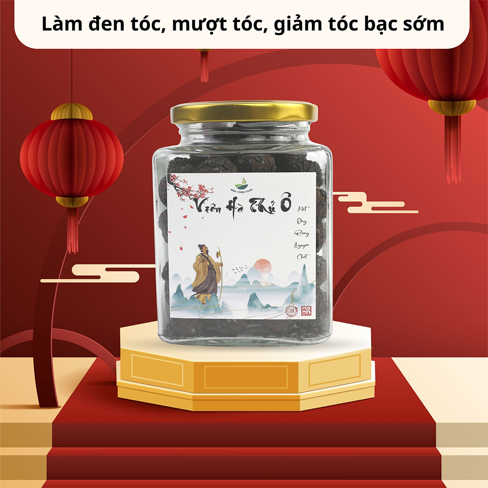 Viên Hà Thủ Ô Mật Ong Rừng nông sản MÙA VÀNG FOOD 350g, Làm Đen Tóc, Giảm Rụng Tóc, Bạc Tóc