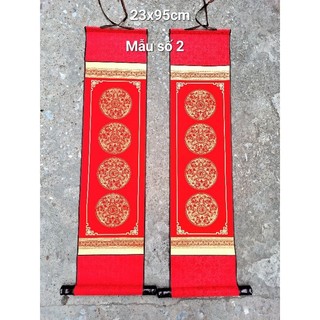Câu đối lụa 4 chữ mẫu thần tài viết thư pháp