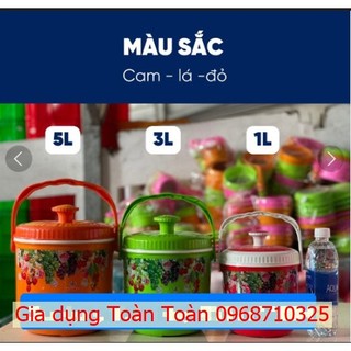 Bình đá sò, bình đựng nước đá tròn Tý Liên có quai xách size nhỏ 3 Lít, 5 lít
