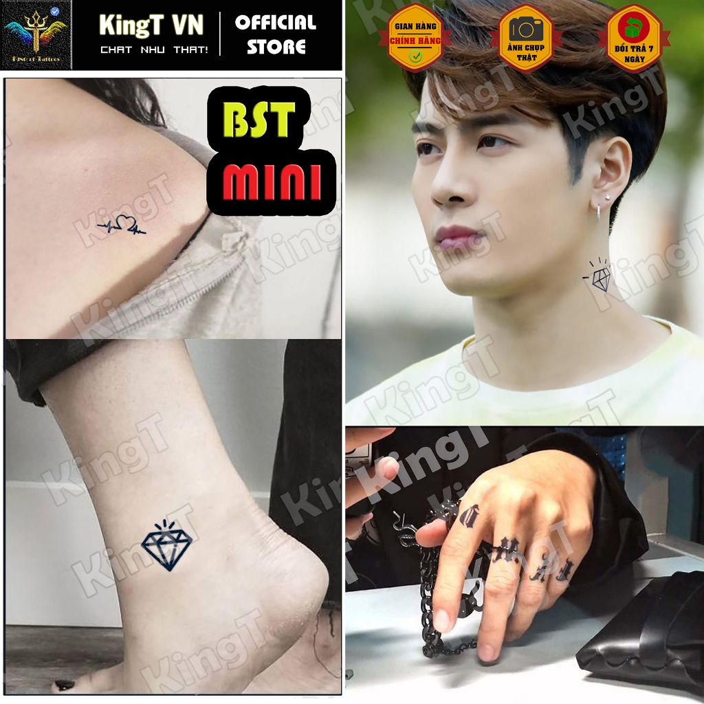 Hình xăm dán tạm thời 15 ngày KingTVN Official - Mẫu xăm mini cute dán ngón tay bàn tay nhỏ , hình x