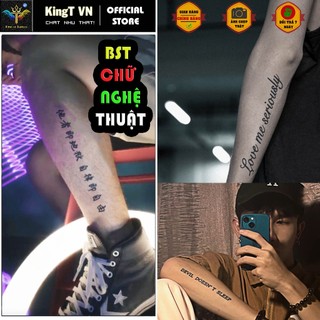✅ Hình xăm dán tạm thời 15 ngày KingT mẫu xăm dán chữ nghệ thuật, hình xăm chữ trung chữ thái chữ ả rập