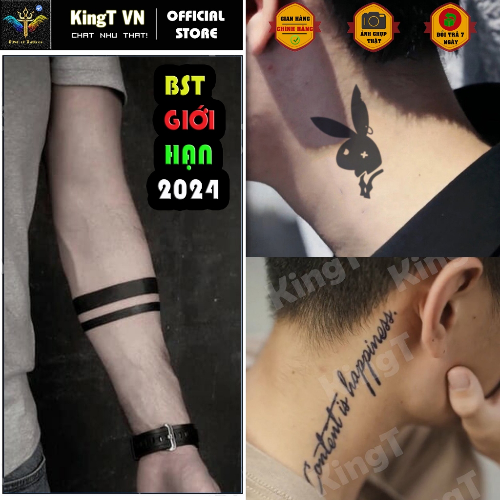 ✅ [𝗞𝗶𝗻𝗴𝗧]Hình xăm dám tạm thời 15 ngày KingT bản thiết kế giới hạn mẫu xăm vòng tay chuỗi hạt