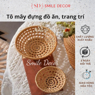 Rổ mây Smile Decor đựng đồ , bánh kẹo , hạt mứt , khay mây đựng trái cây trang trí nhà cửa