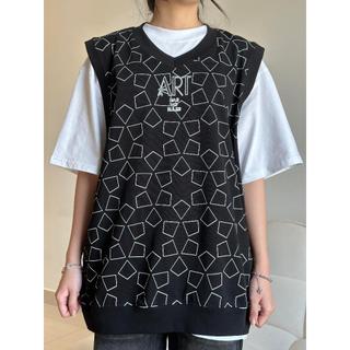 Áo gile 4ART RÙA Cotton 2 chiều 255gsm Hình in lụa Oversized Unisex Màu Đen Be