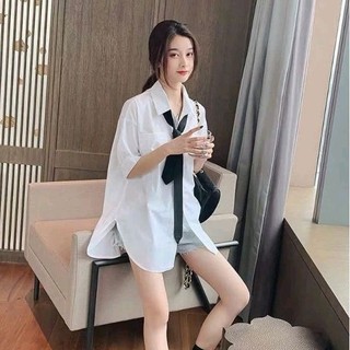 Áo sơ mi vạt bầu tặng kèm cà vạt vải kate