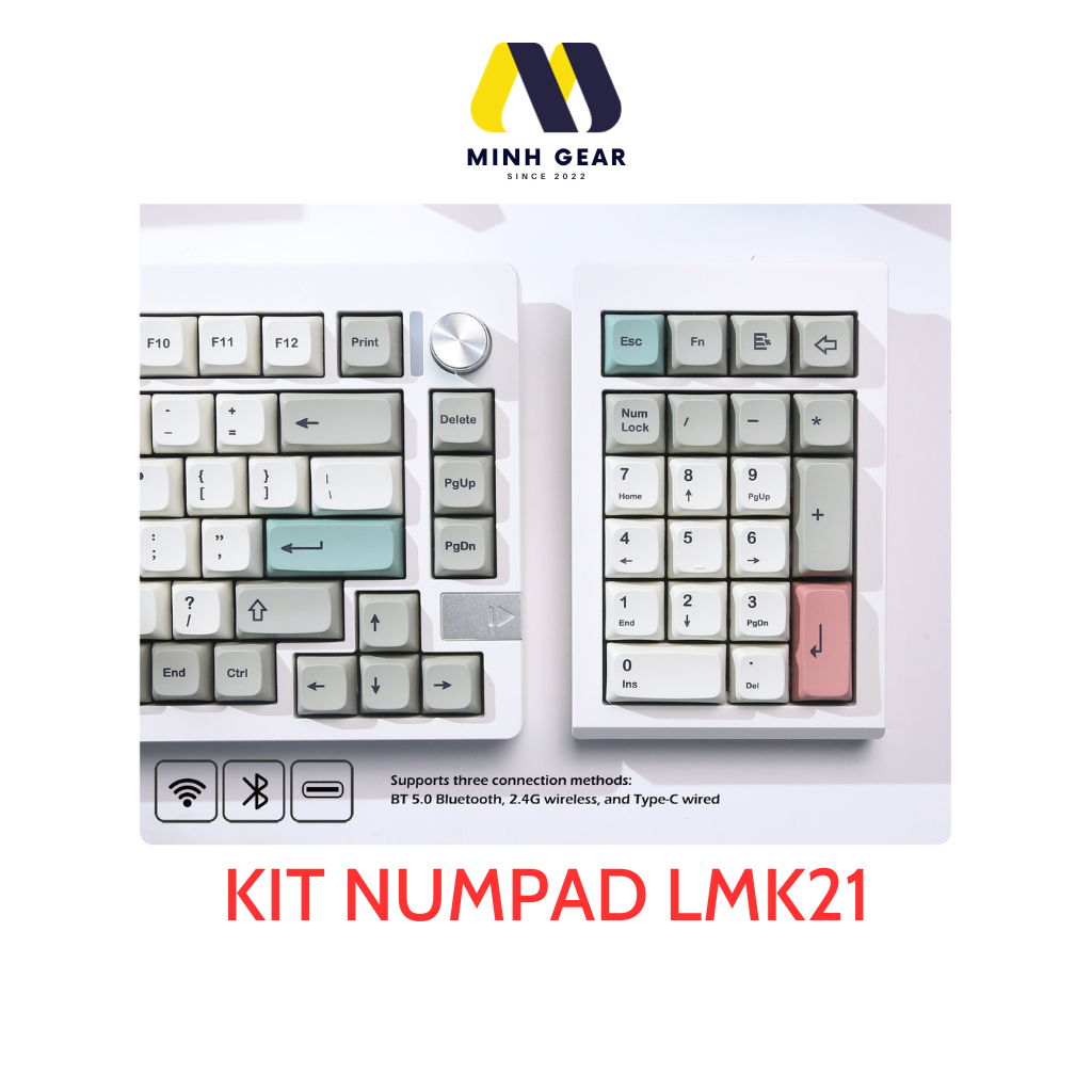 KIT Numpad Bàn Phím Cơ LMK21 (Led RGB, Nhôm CNC, Gasket Mount, 3 Mode, Hotswap, VIA)