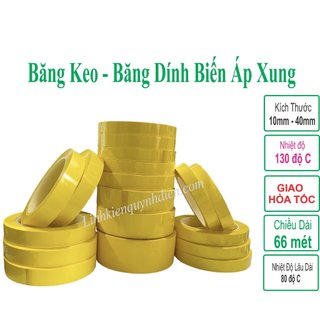 Băng dính quấn biến áp xung - Băng dính chịu nhiệt màu vàng 66m - linh kiện điện tử QUỲNH DIỄN