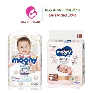 Bỉm Moony Natural dán và quần gồm các size NB63/S58/M46/L36/Xl32 hàng chính hãng