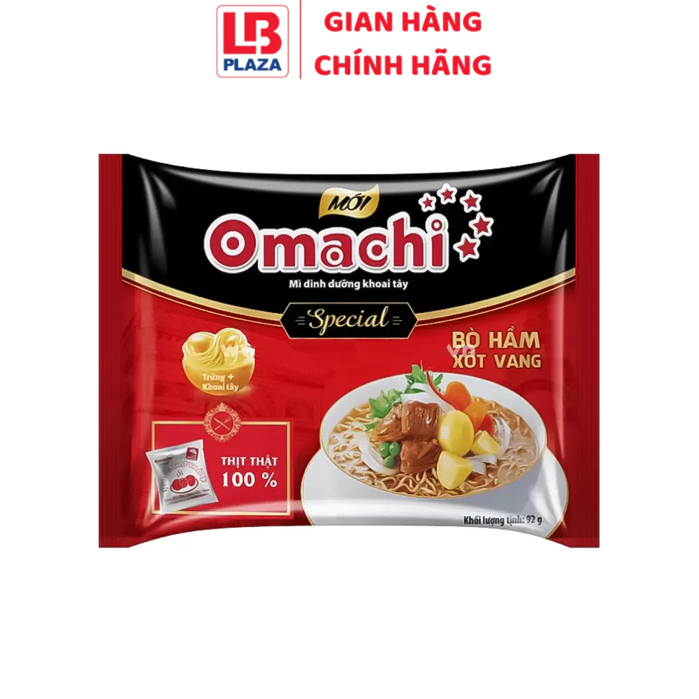 Mì khoai tây Omachi Special bò hầm xốt vang gói 92g