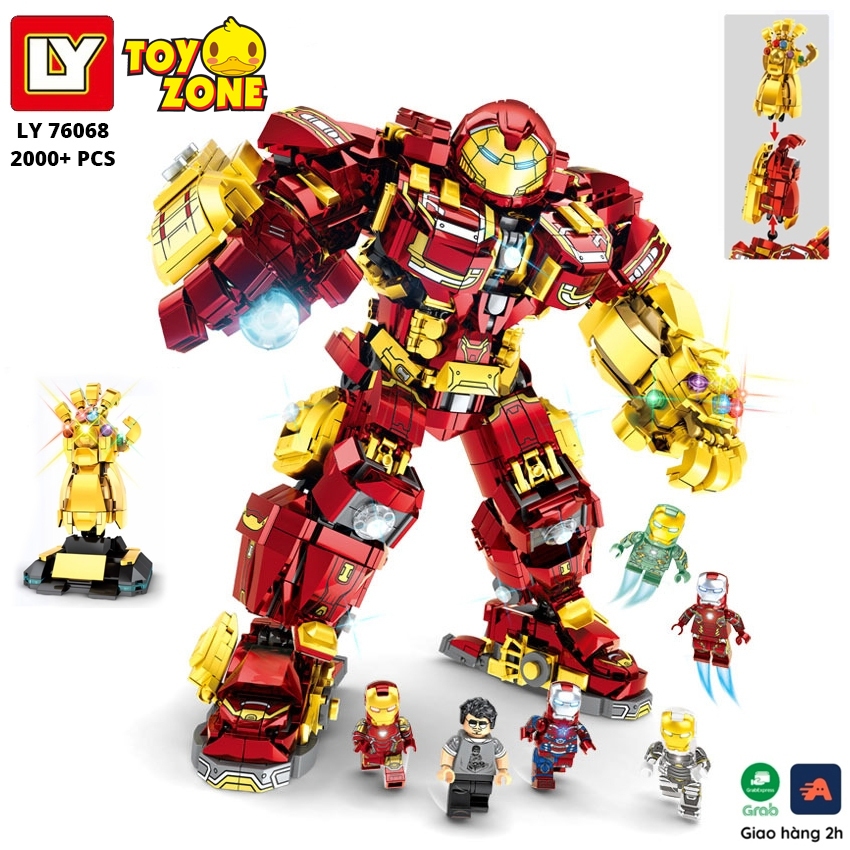 Đồ Chơi Lắp Ráp Xếp Hình Mô Hình Hulkbuster IRON MAN Marvel Wear Infinty Tặng Kèm 6 Minifigures LY76