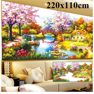 Tranh đính đá phong cảnh Tổ ấm hạnh phúc Y8053-220x110cm